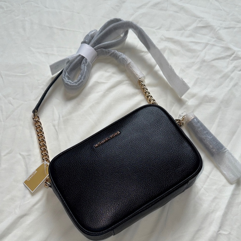 Michael Kors Black Crossbody Bag with Gold Chain